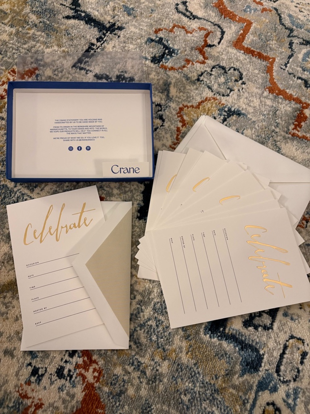 Crane 'Celebrate' Gold Foil Luxury Invitation Set - 20 piece set